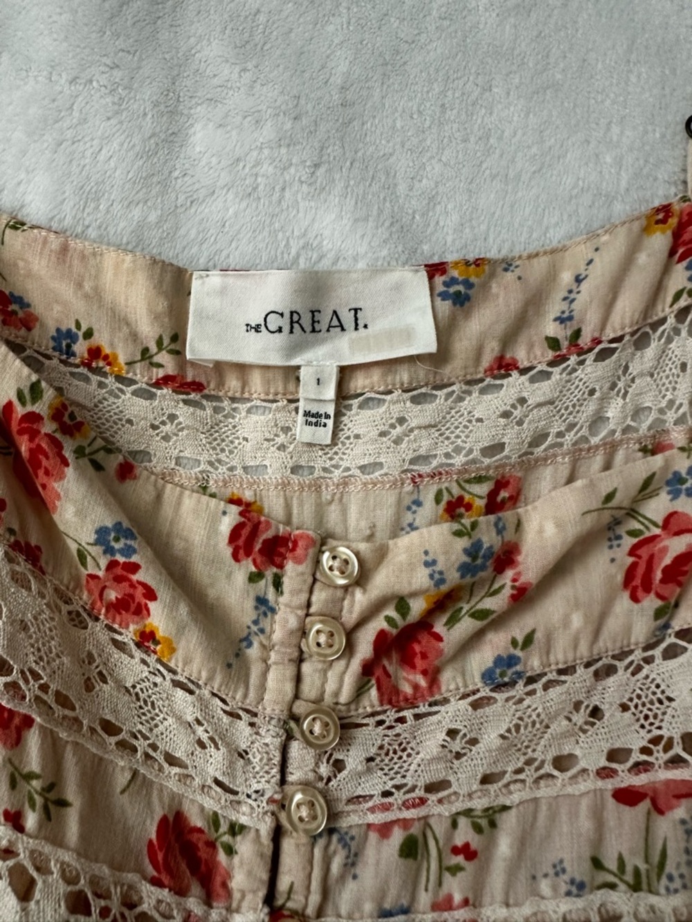 The Great. Serenade Dress in Pale Pink Kerchief Rose Print - Picture 13 of 17